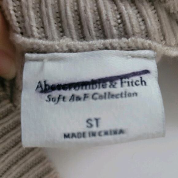 Abercrombie & Fitch Mockneck Sweater Dress Women's Sz. Small Tall Beige Ribbed - Picture 4 of 6